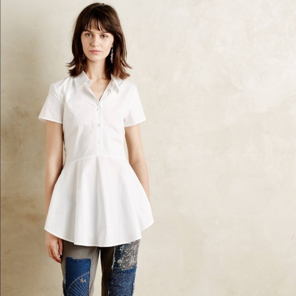 White Peplum Top